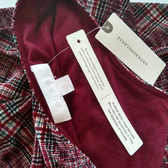 Anthropologie Red and Cream A-Line Midi Dress - Picture 7 of 8